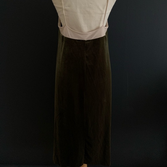 Zara Green Velvet Midi Dress with Pink Mesh - Picture 3 of 6